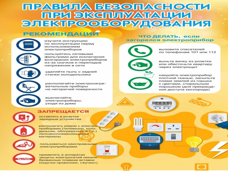 Правила безопасности при эксплуатации электрооборудования.