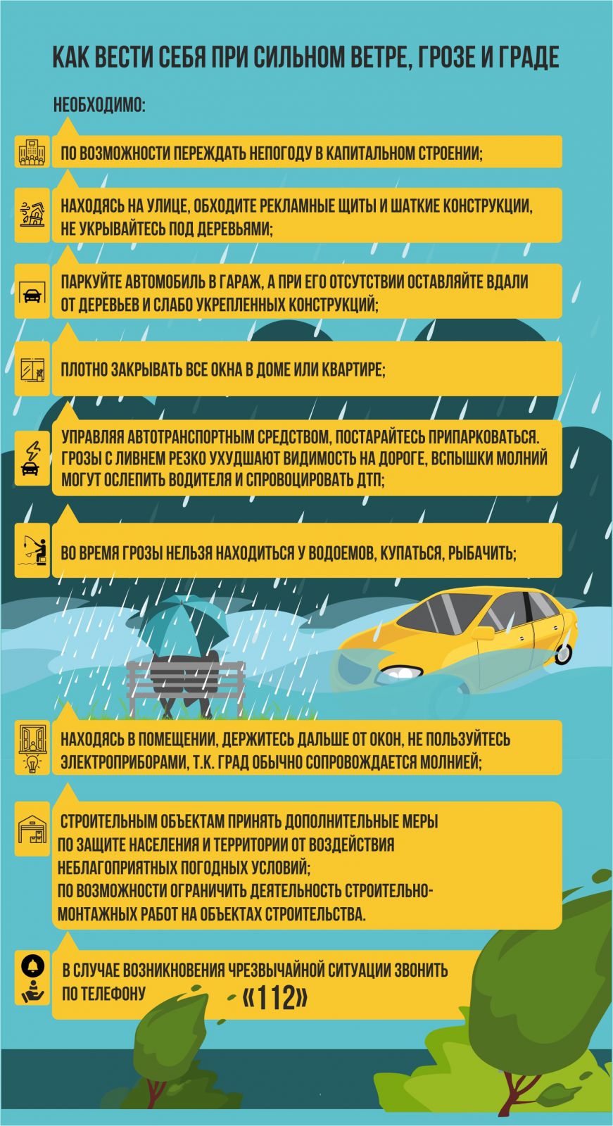 Правила поведения при грозе, сильном ветре.